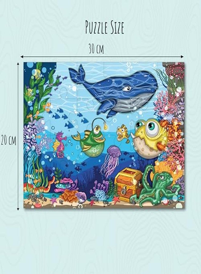 Khilonewale Colorful 8x12 Inch Jigsaw Puzzle for Kids Ages 3+, Educational Cartoon Animals & Ocean Scene Puzzle, Premium Thick Pieces, Learning Toy & Gift for Boys and Girls (Ocean Friends) - Image 3